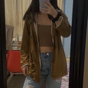 One size brown fleece cardigan sweater Korean oversized thick material trendy